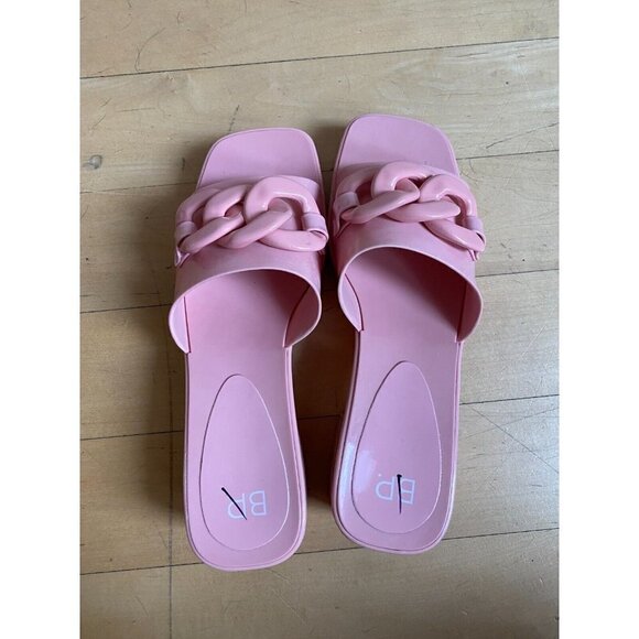 BP jollie jelly Women's pink open toe block heel sz 8 platform - Picture 4 of 8